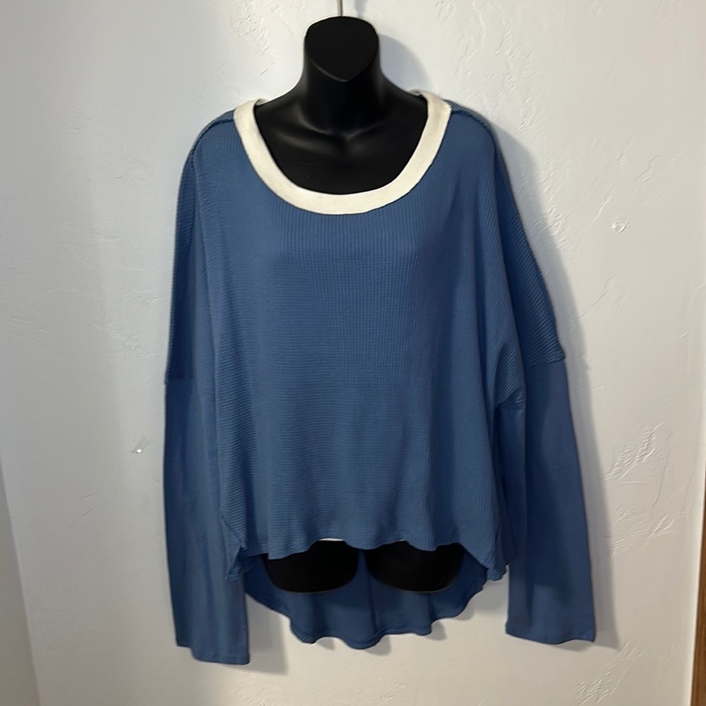 We The Free blue waffle knit dolman sleeve top